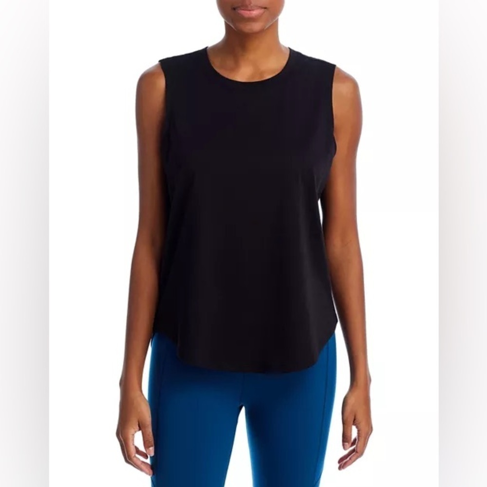 Aqua Athletic High-Low Hem Tank Top Moisture Wicking Relaxed Fit Black M NWT